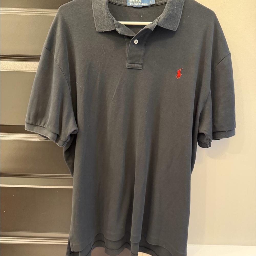 Polo by Ralph Lauren Men's Dark Polo Shirt with Red Logo
